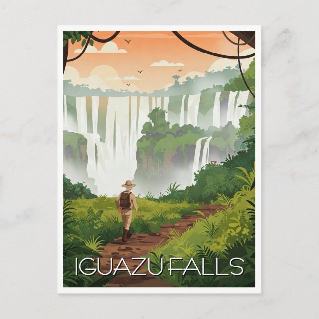 Vintage Iguazu Falls Argentina Vykort (Framsida)