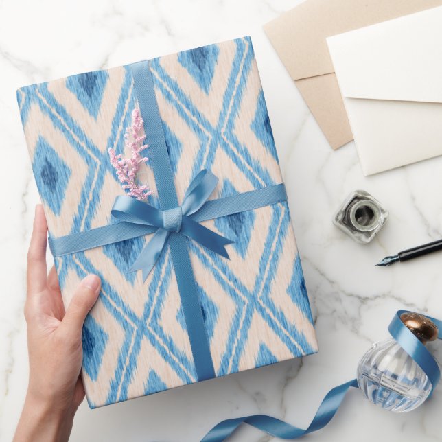 Vintage Ikat blue mönster. Presentpapper (Gifting)