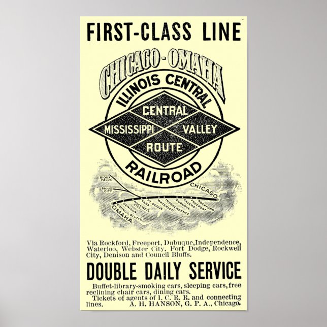 Vintage Illinois Central RR Poster (Framsidan)