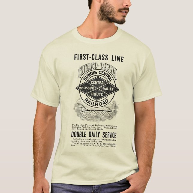 Vintage Illinois Central RR   T Shirt (Framsida)