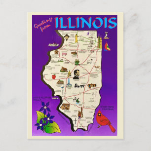 Vintage Illinois Hälsningar Vykort