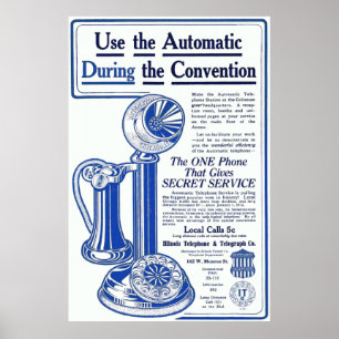 Vintage Illinois Telefonreklam Poster