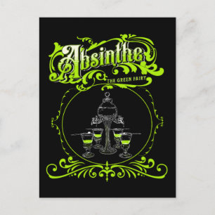 Vintage Illustrated Absinthe Set Vykort