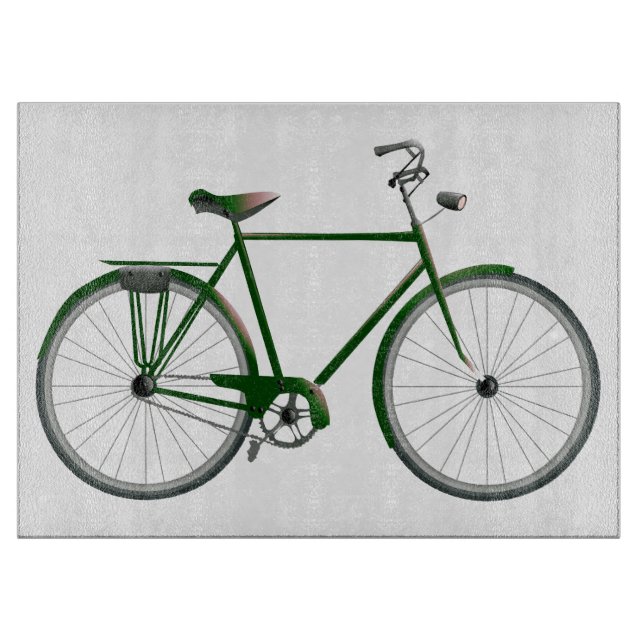 Vintage Illustrated Bicycle Art Glass (Framsidan)