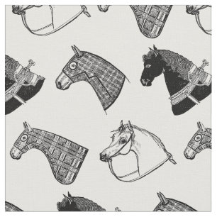 Vintage Illustrated Horses Mönster Antique Horse Tyg