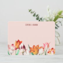 Vintage Illustrated Tulips på Ljus rosa