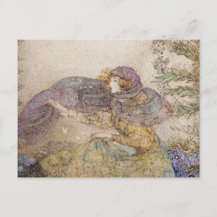 Vintage Illustration Annie Fransk "Lilac Veil" Vykort