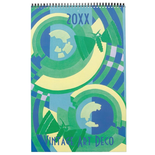 Vintage Illustration Art Deco Pochoir Mönster Kalender (Omslag)