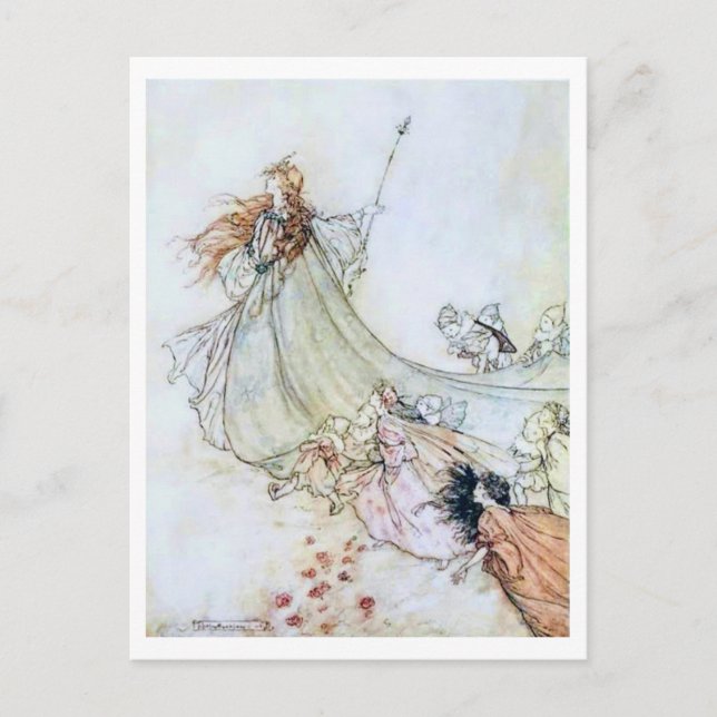 Vintage Illustration av Arthur Rackham Titania Vykort (Framsida)