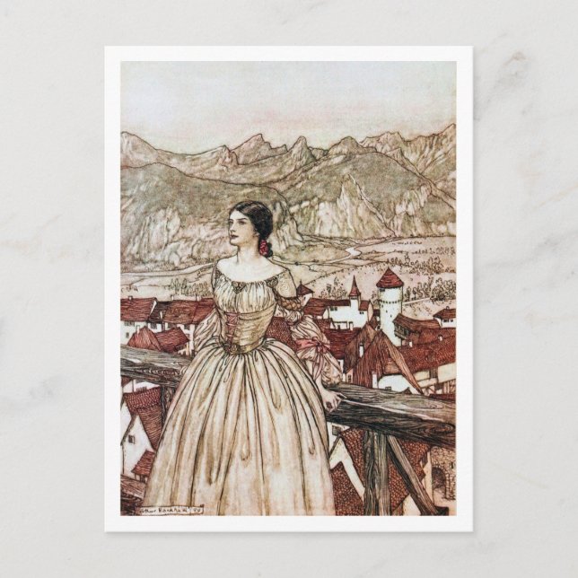 Vintage Illustration av Arthur Rackham Undine Vykort (Framsida)