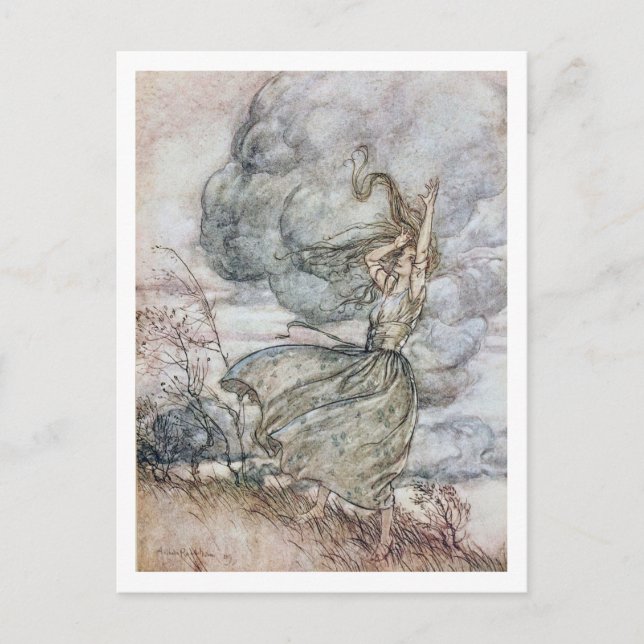 Vintage Illustration av Arthur Rackham Undine Vykort (Framsida)
