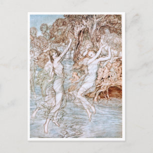 Vintage Illustration av Arthur Rackham Vatten Nymp Vykort