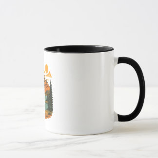 Vintage Illustration av Bergslandskap Mugg