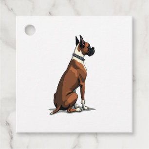 Vintage-illustration av boxerhund sedd bakifrån Br Gåvor Etiketter