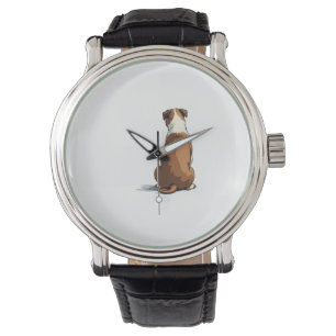 Vintage-illustration av bulldogg bakifrån för hund armbandsur