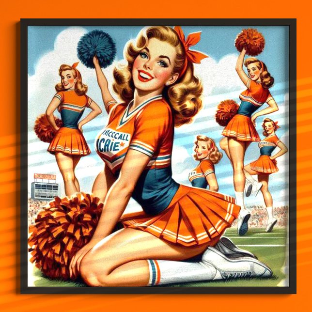 Vintage-illustration av cheerleaders poster (Skapare uppladdad)