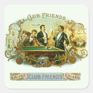Vintage-illustration av cigaretteriketikett, Club  Fyrkantigt Klistermärke