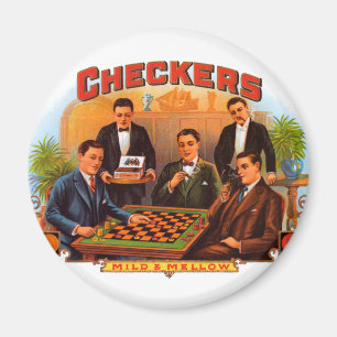 Vintage-illustration av cigarrettetikett, Checkers Magnet
