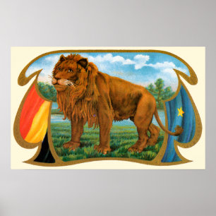 Vintage-illustration av cigarrettetikett, Lejon, D Poster