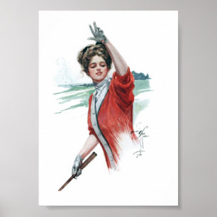 Vintage Illustration av en kvinna Poster