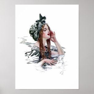 Vintage Illustration av en kvinnlig Poster