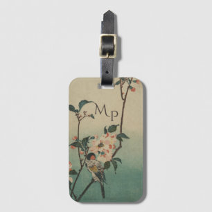 Vintage Illustration av fåglar och Blommar Bagagebricka