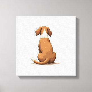 Vintage illustration av hund sedd bakifrån i tan o canvastryck