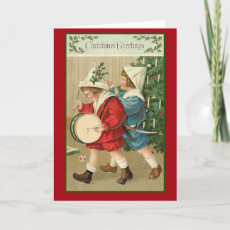 Vintage Illustration av julmorgon Helgkort