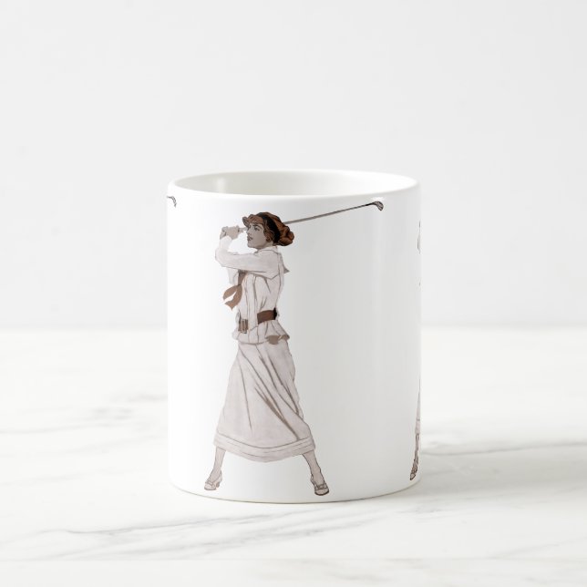 Vintage illustration av kvinnans golfbanor kaffemugg (Center)