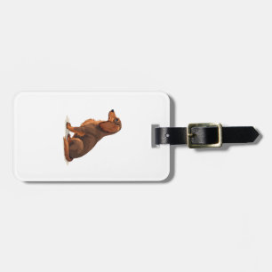 Vintage-illustration av långhårig dachshund sedd b bagagebricka