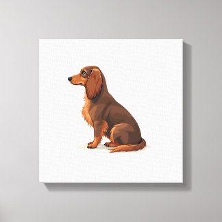 Vintage-illustration av långhårig dachshund sedd b canvastryck
