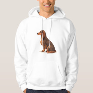 Vintage-illustration av långhårig dackel, hund sed hoodie