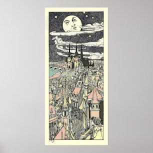 Vintage illustration av Mannen i månen från saga Poster