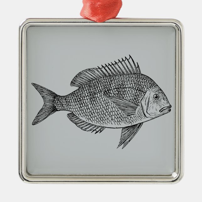 Vintage illustration av marin konst julgransprydnad metall (Framsidan)