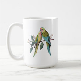 Vintage illustration av prinsesspapegojor kaffemugg