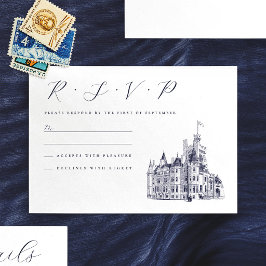 Vintage Illustration Av Slott Bröllopslokal OSA Kort