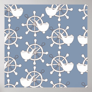 Vintage illustration av sömlöst mönster-hjul och t poster