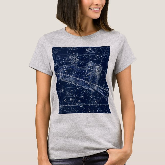 Vintage illustration av stjärntecknet Väduren T Shirt (Framsida)