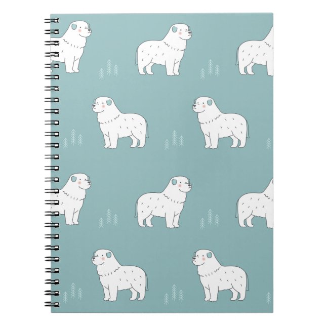 vintage illustration av stor pyrenéerhund seamless anteckningsbok (Framsidan)