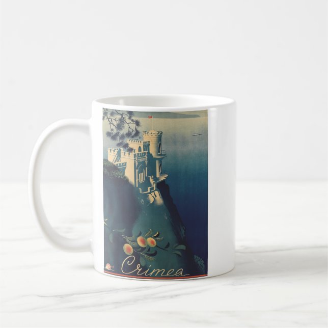 Vintage illustration av Svalboet Slott Arkitektoni Kaffemugg (Vänster)