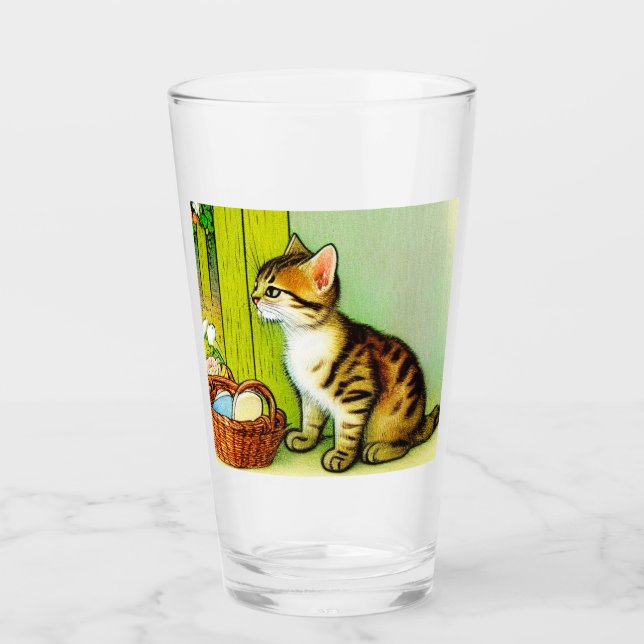 Vintage Illustration av Tabbykatt Glaskopp (Framsida)
