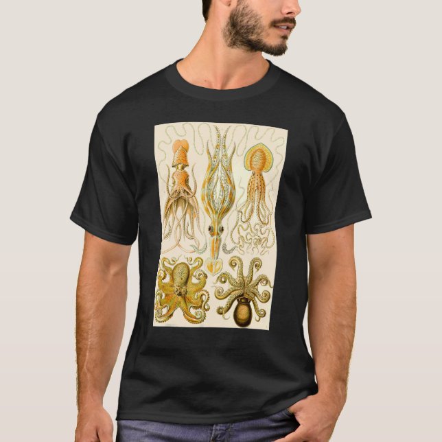 Vintage Illustration av undervattensbläckfisk T Shirt (Framsida)