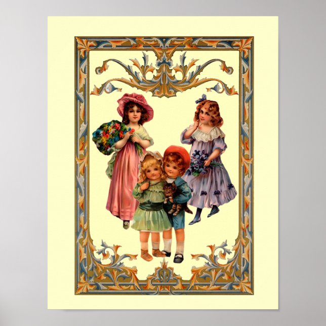 Vintage-illustration av viktorianska barn affisch (Framsidan)