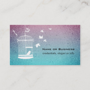 Vintage Illustration Bird i en bur Visitkort