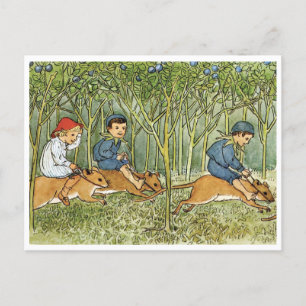 Vintage Illustration Blueberry Forest Elsa Beskow Vykort