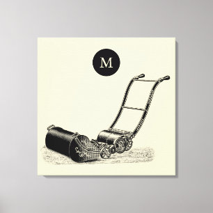 VINTAGE ILLUSTRATION British Gräsmatta Mower Monog Canvastryck