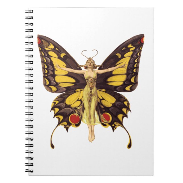 Vintage Illustration Butterfly Fairy Anteckningsbok (Framsidan)