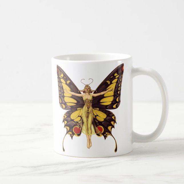 Vintage Illustration Butterfly Fairy Kaffemugg (Höger)