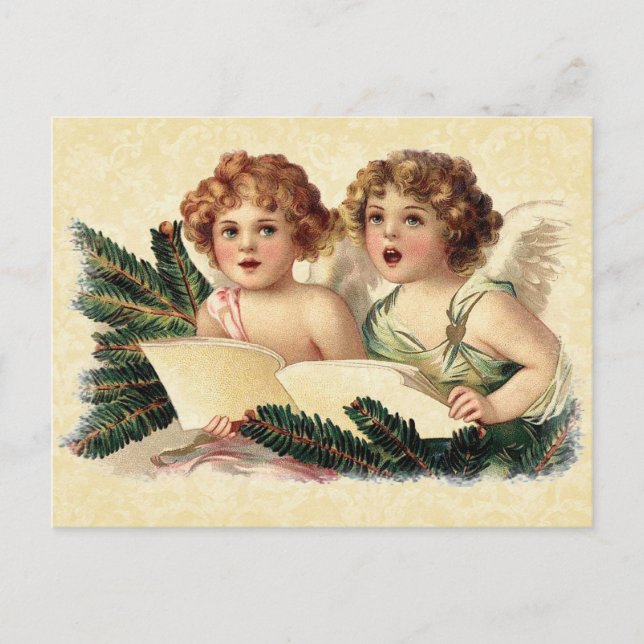 Vintage Illustration Cherubs Singing Vykort (Framsida)