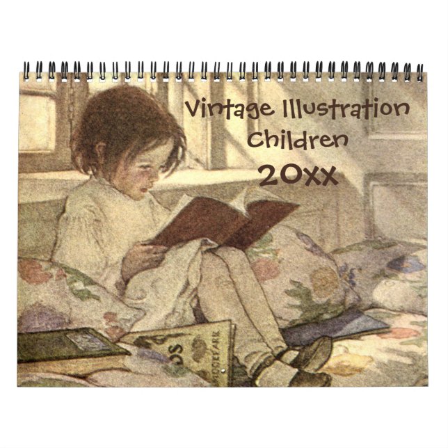 Vintage Illustration Children and Spädbarn Kalender (Omslag)